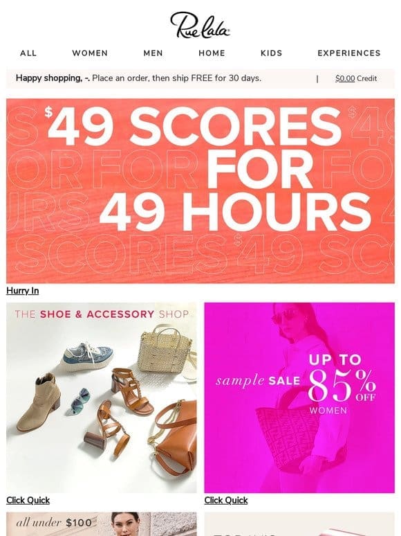 $49 Scores for 49 Hours • The Shoe & Accessory Shop