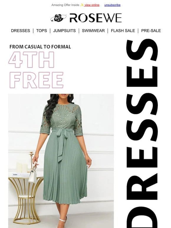 4TH FREE FOR ALL DRESSES: LIMITED TIME