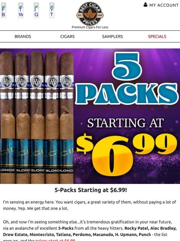 5-Packs Starting at $6.99