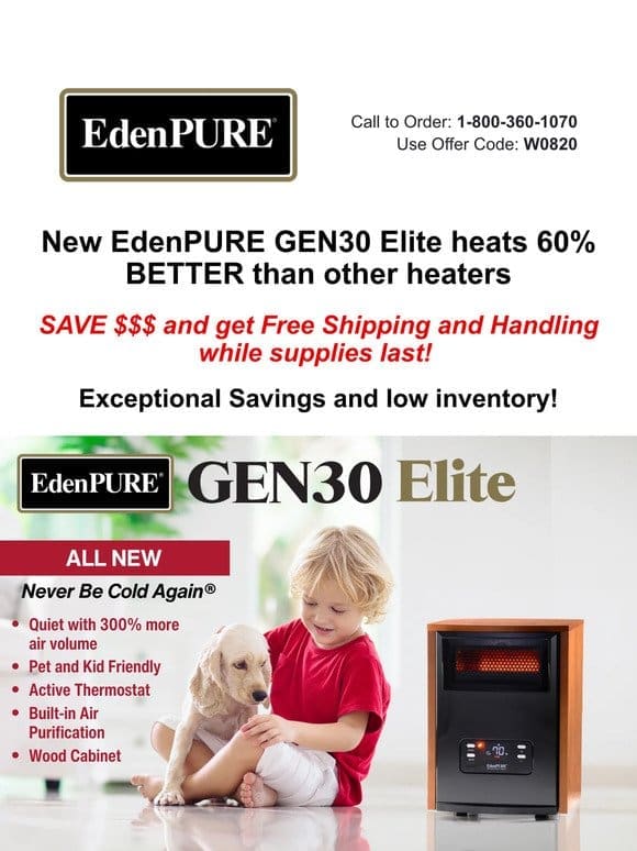 60% More Heat with EdenPURE – ON SALE!