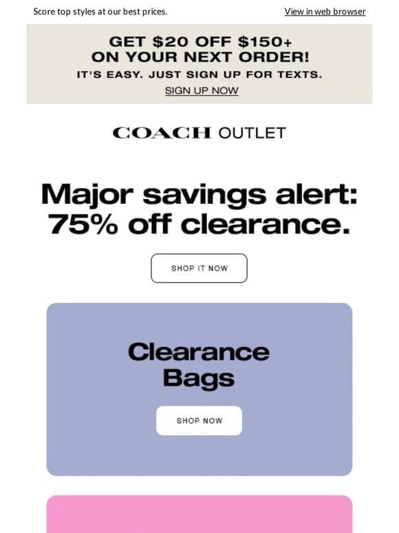 75% Off Clearance Is Official