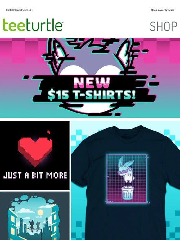 8 NEW pixel art t-shirts!