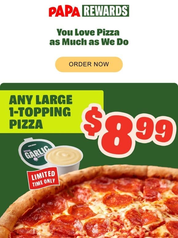 A Win for our Fans: Snag a Large 1-Topping Pizza for Only $8.99