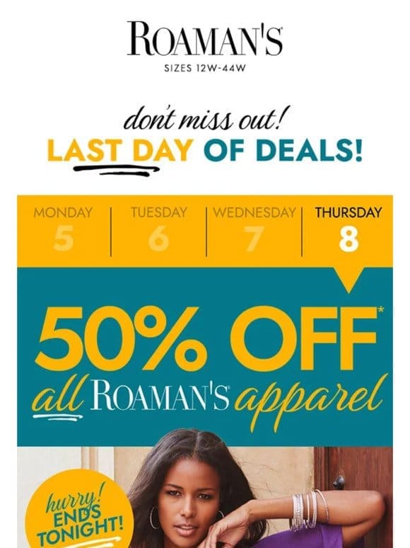 [ALERT] 50% Off + Up to 50% Off Everything else is ending!