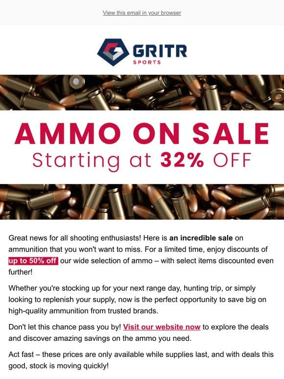 AMMO ON SALE: Starting at 32% OFF