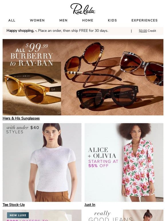 All $99.99 Burberry to Ray-Ban  ️s， spotted.