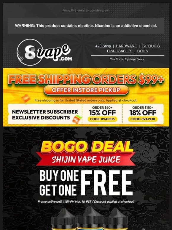 BOGO DEAL Buy 1 Shijin E-liquid Get 1 FREE