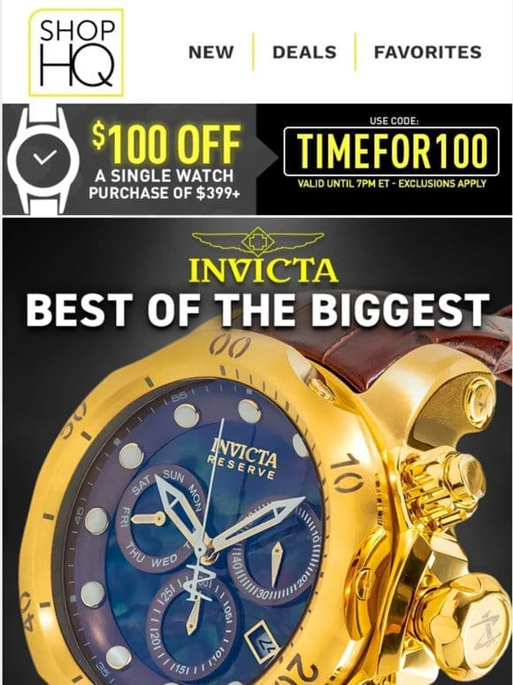 COUPON! $100 Off Watch Orders $399+