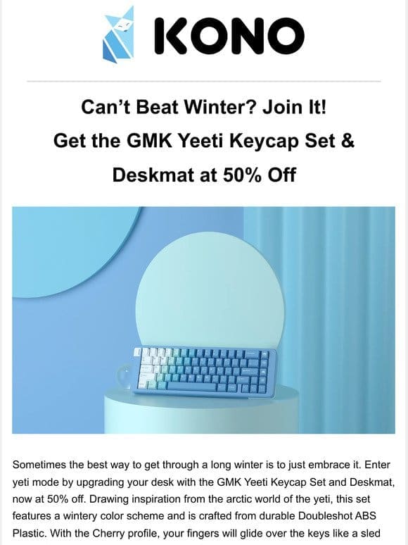 Can’t Beat Winter? Join It! Get the GMK Yeeti Keycap Set & Deskmat at 50% Off