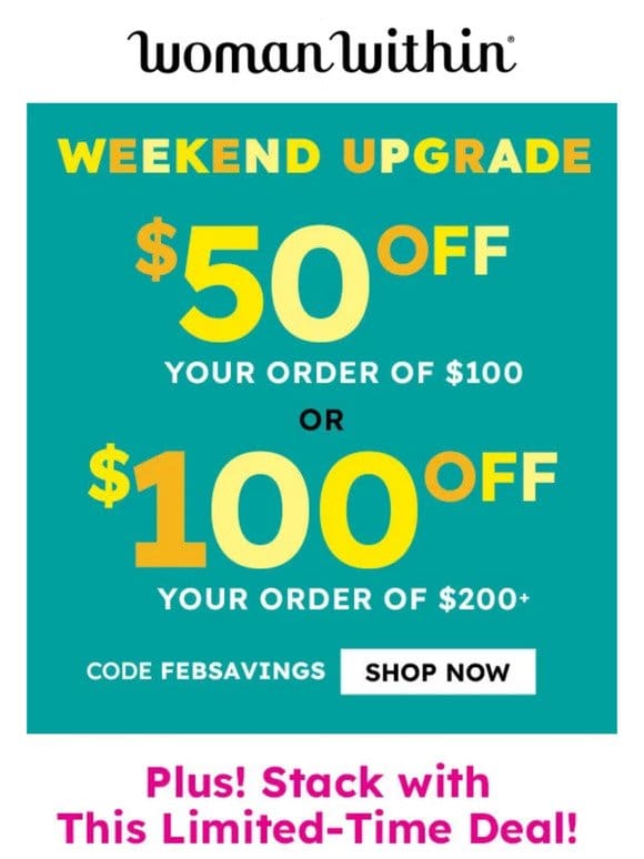 Congrats， You’ve Been Upgraded! Up To $100 Off!