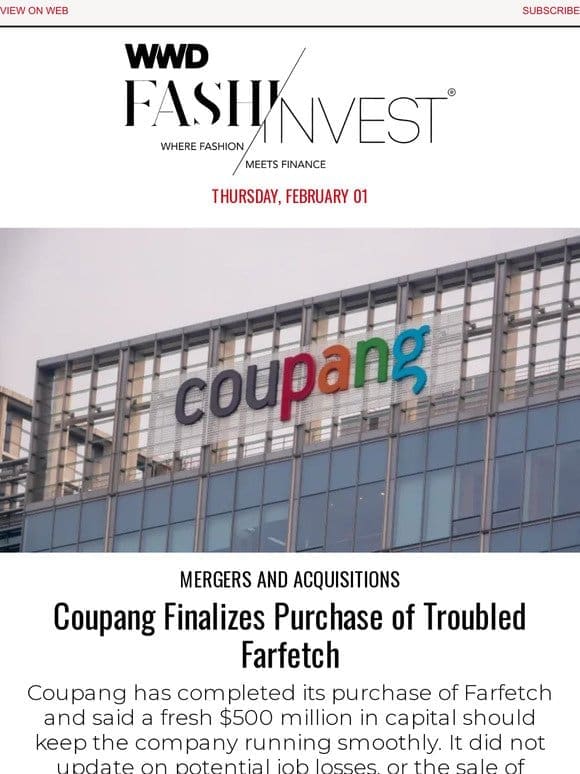 Coupang Finalizes Purchase of Troubled Farfetch