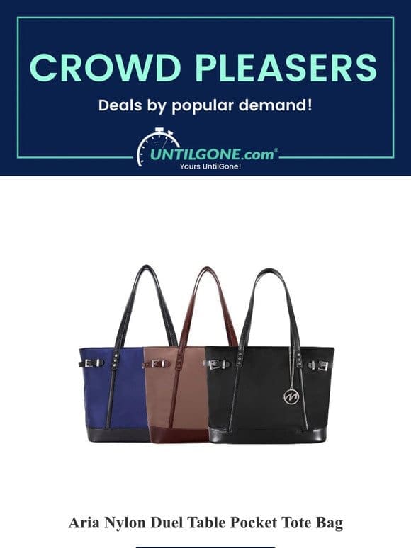 Crowd Pleasers – 72% OFF Aria Nylon Duel Table Pocket Tote Bag