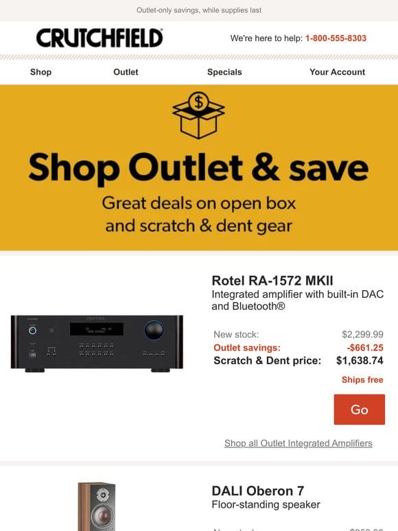 Crutchfield Outlet Savings up to $961