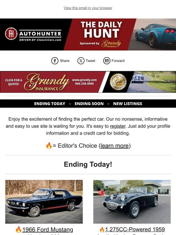 Daily Hunt: Ford Mustang and F-100 coming in  ! Here’s what’s ending today!
