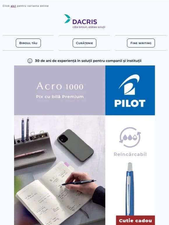 Descoperă noul instrument de scris de la Pilot: Pixul cu bilă Acro 1000!