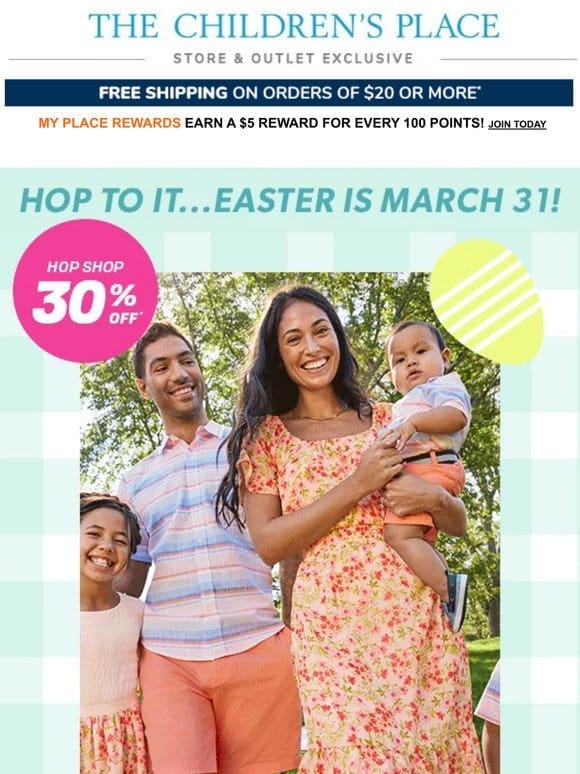 EASTER IS March 31st! 30% off all Matching Family Looks!