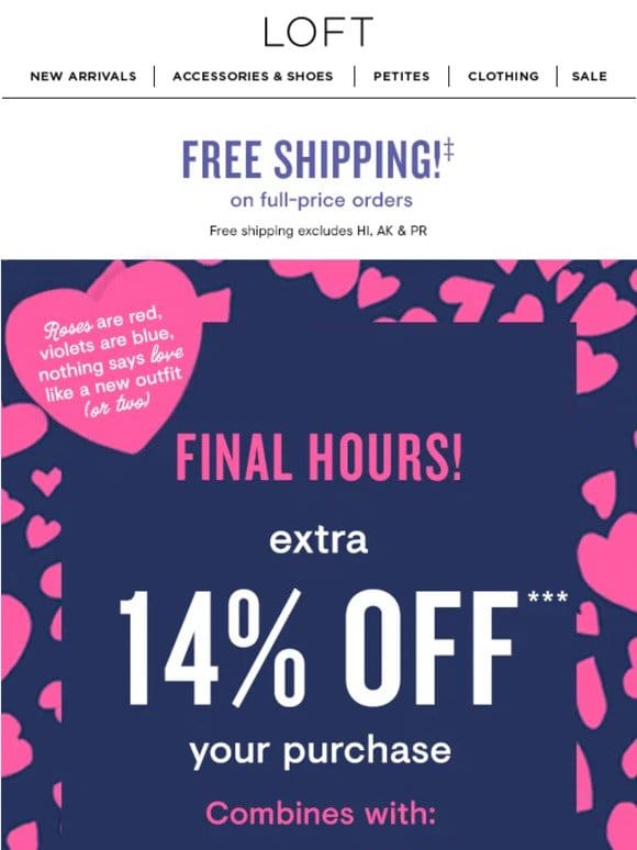 ENDS TONIGHT! FREE shipping + EXTRA 14% off