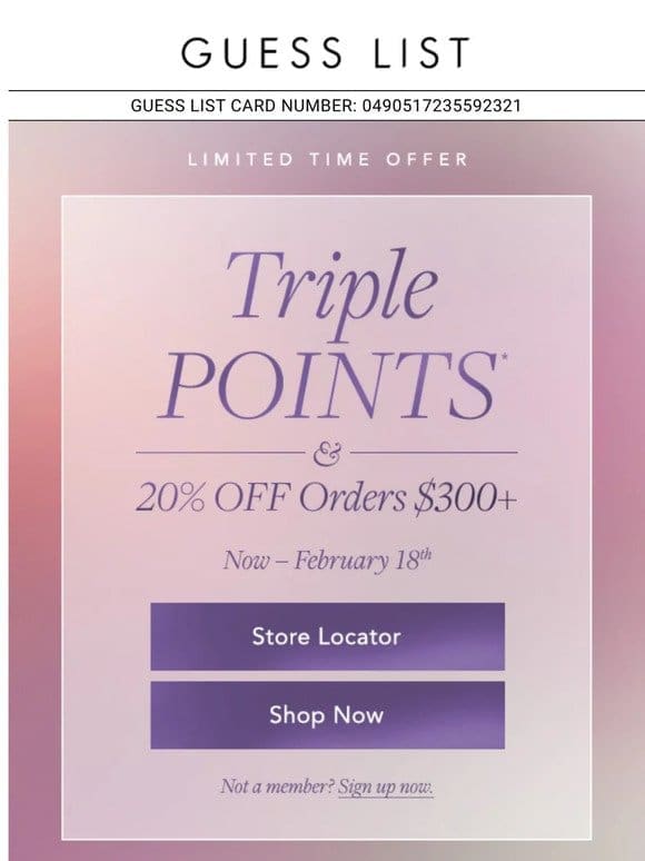 Enjoy 3X The Points