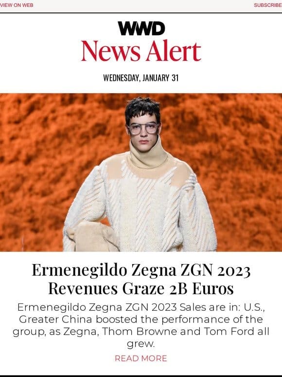 Ermenegildo Zegna ZGN 2023 Revenues Graze 2B Euros