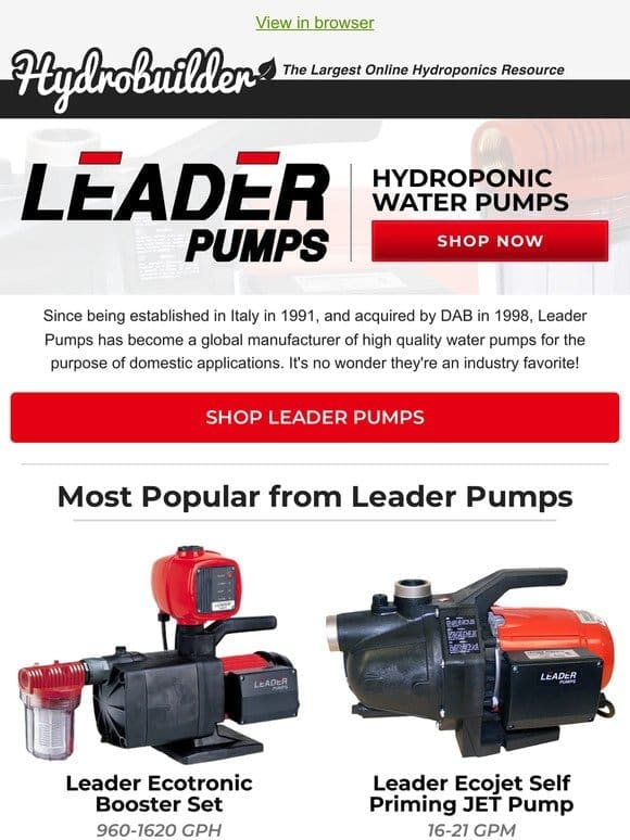 Experience Excellence with Leader Pumps!