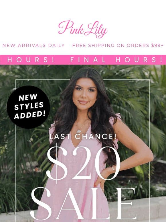 FINAL HOURS: $20 sale ends TONIGHT!