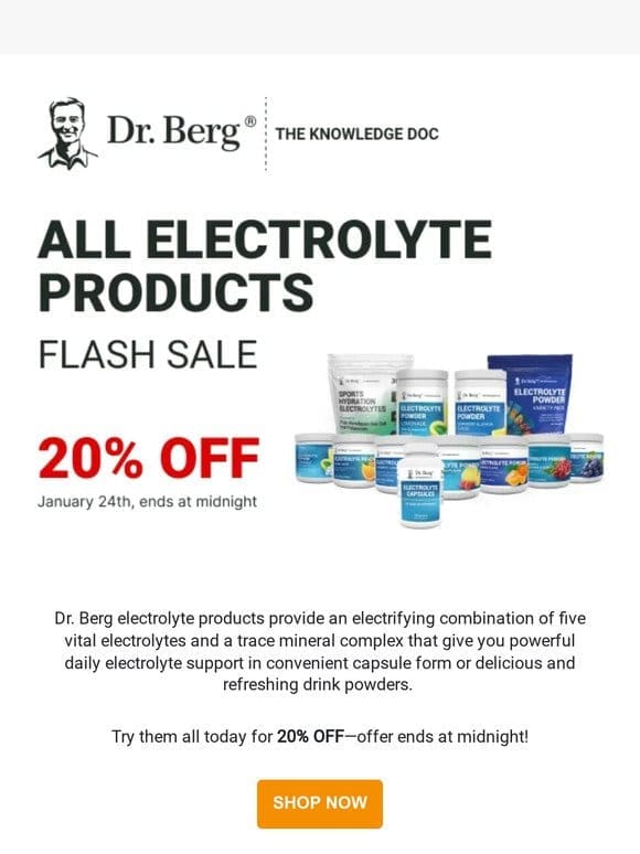 FLASH SALE 20% off Electrolyte Products