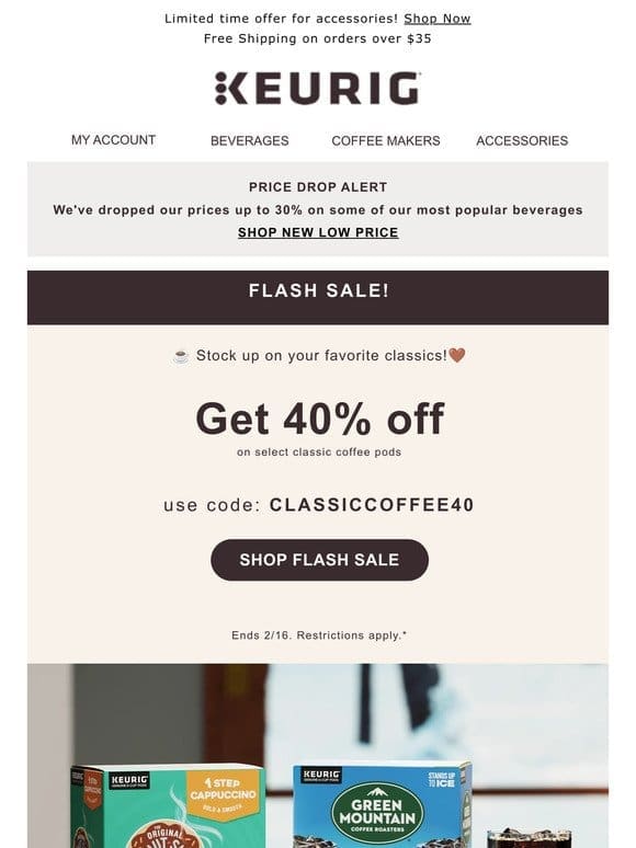 FLASH SALE: Classic Beverages 40% Off!