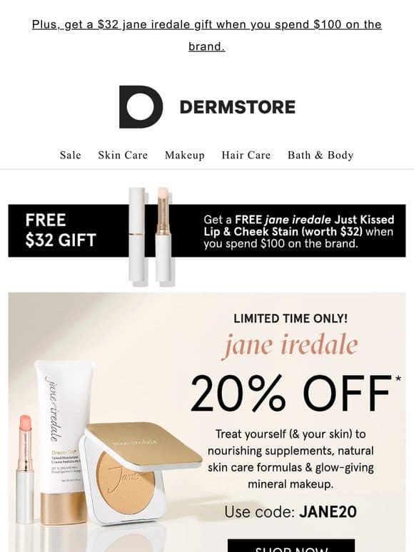 FOR YOU: 20% off jane iredale’s mineral makeup & skin care