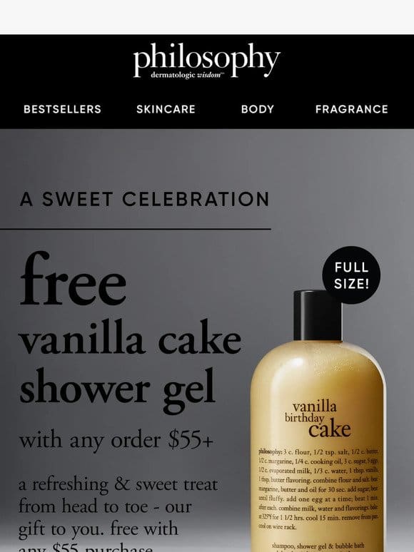 FREE Vanilla Cake Shower Gel Just For You