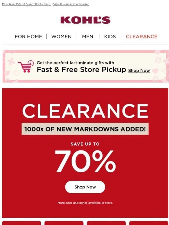 Fall in love with up to 70% off New Clearance Markdowns