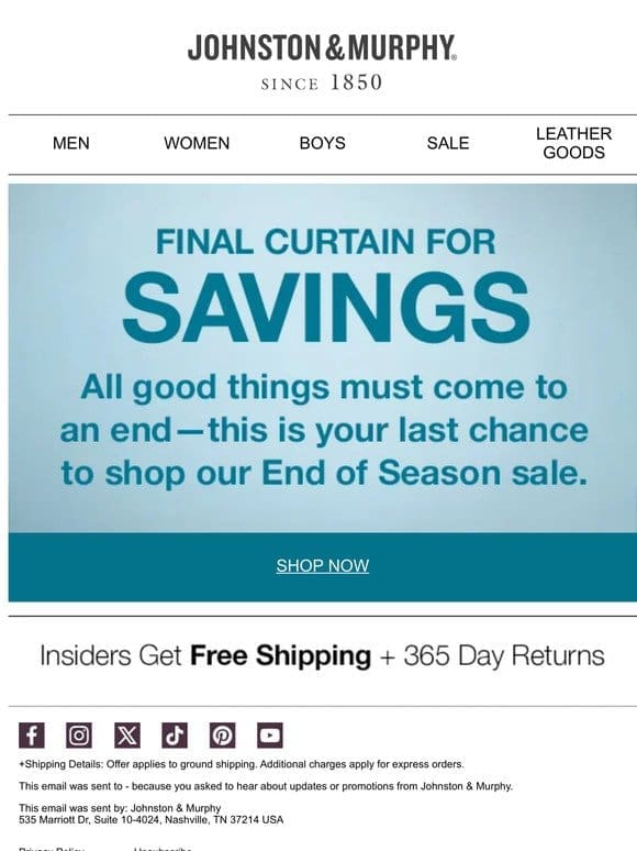 Final Curtain for Savings