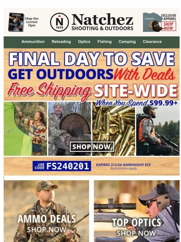 Final Day for Free Shipping Site-Wide