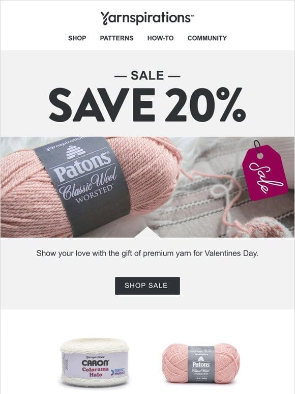 GET 20% off premium yarns!