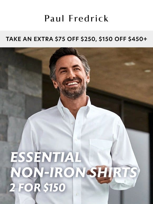 Get 2 non-iron shirts for $150