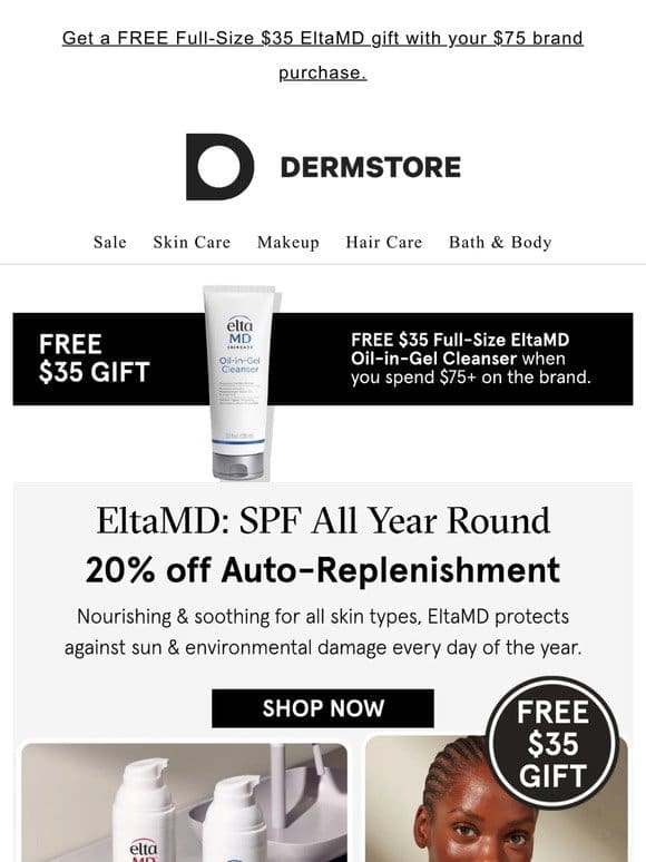 Get a FREE $35 EltaMD gift + 20% off your EltaMD favorites (& never run out again)