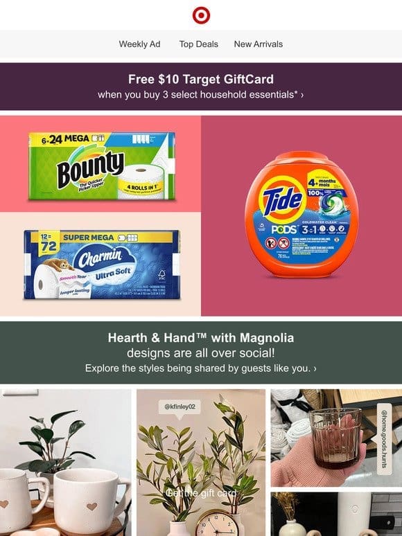 Get a free $10 gift card when you stock up on essentials.