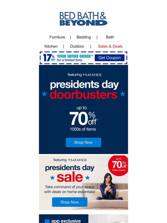 Hot off the Press! Presidents Day Doorbuster Deals Up to 70% Off