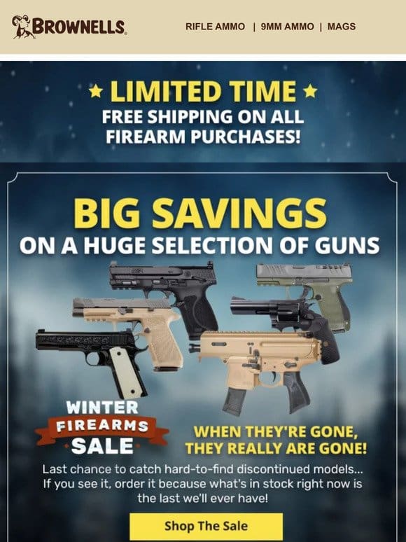 Huge savings on handguns during the Winter Gun Sale