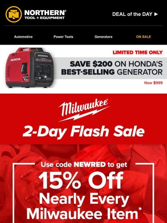 Hurry! Milwaukee Sale Ends Tonight!