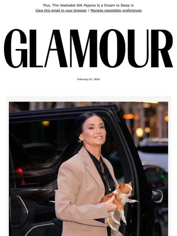 I Just Want to Be Demi Moore Posing in White Go-Go Boots With a Tiny Dog