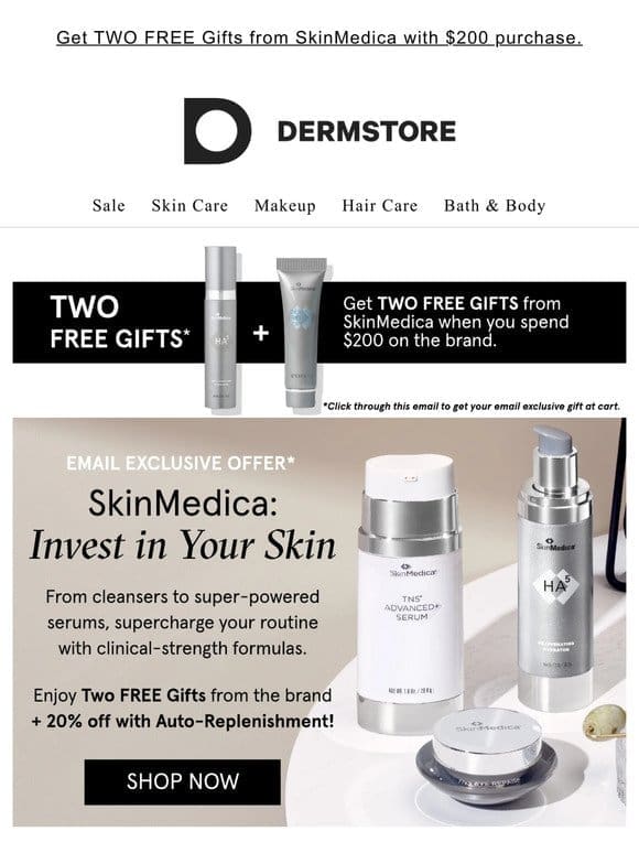 ICYMI: Two FREE Gifts from SkinMedica + 20% off with Auto-Replenishment