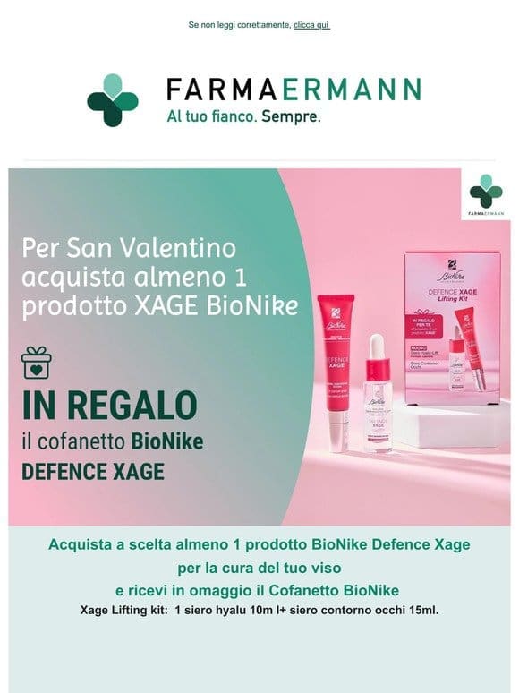 In omaggio Kit viso se acquisti almeno 1 XAge Bionike!