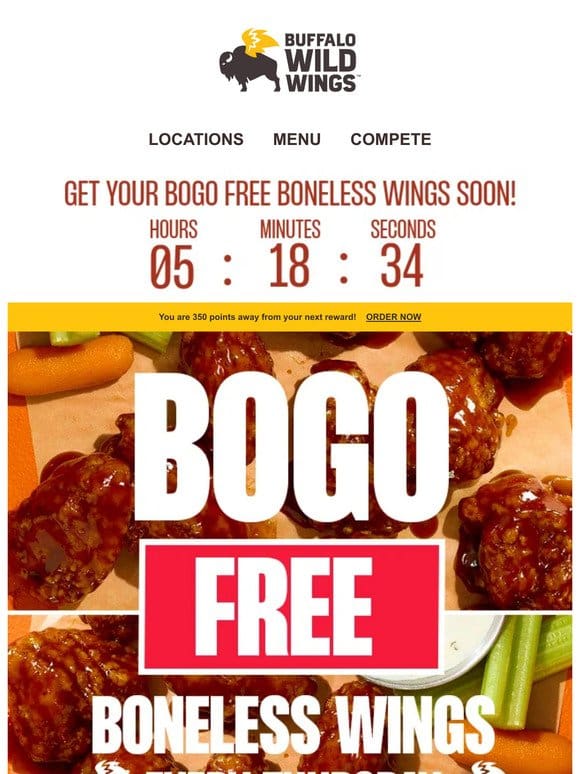 In the mood for FREE boneless wings?  ​