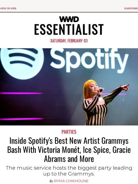 Inside Spotify’s Best New Artist Grammys Bash With Victoria Monét， Ice Spice， Gracie Abrams and More