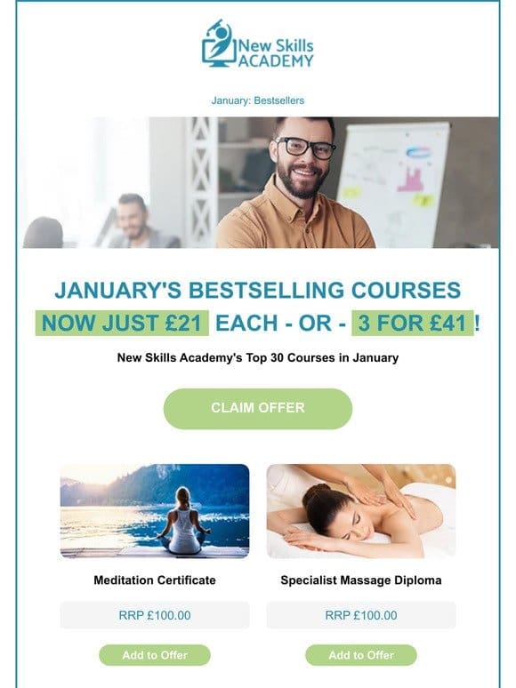 January’s Bestsellinng Courses now just £21!