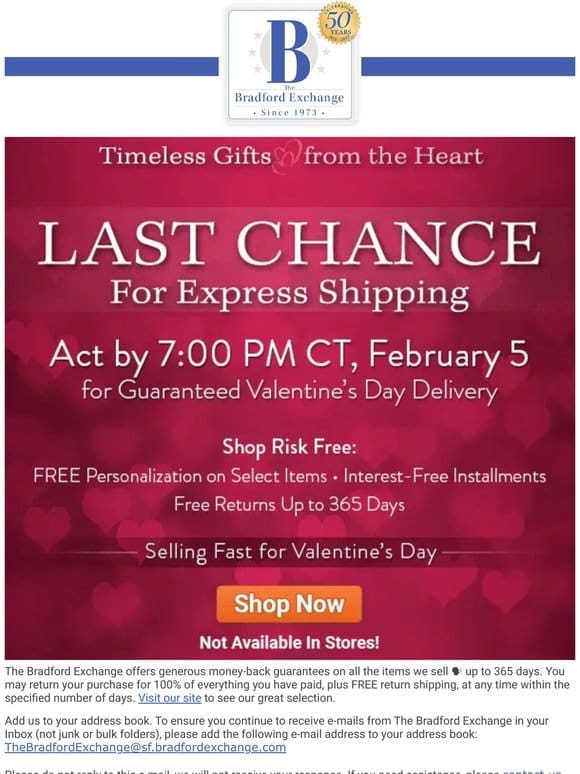 Just 4 HOURS LEFT to Shop for 2/14 with Express Shipping!