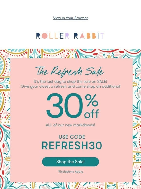 LAST DAY to shop the Refresh Sale