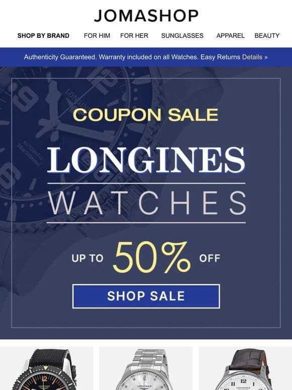 LONGINES COUPONS: FOR YOU (Up To 50% OFF)
