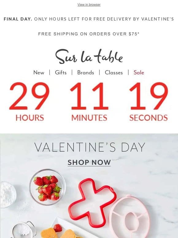 Last call for free delivery* by Valentine’s Day!