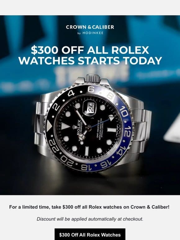 Limited Time Offer | $300 Off All Rolex Watches